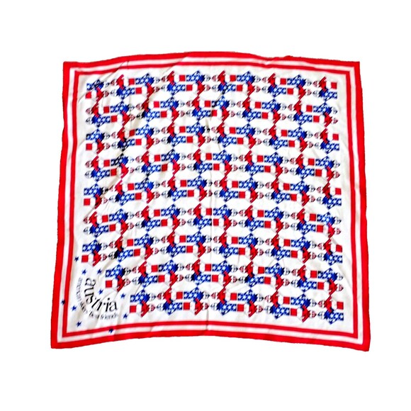 Austria American Skiers Best Friend Red White Blue Cotton Scarf Unisex Square - Picture 5 of 5